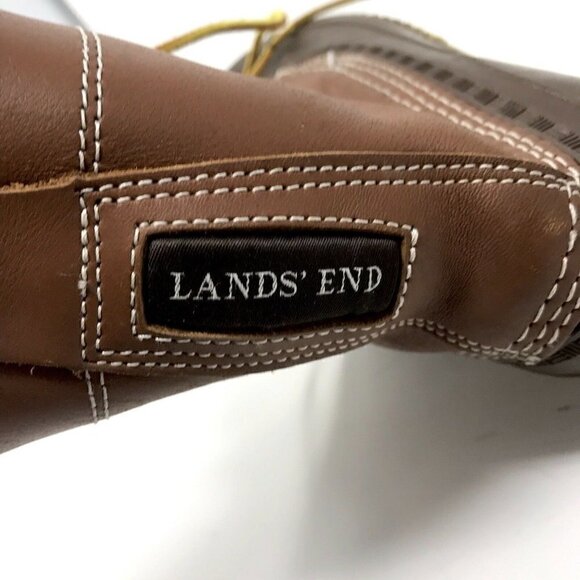 Lands End Brown Leather Rubber Rain Boots 10 - Picture 8 of 8